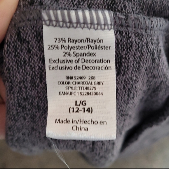 Time & Tru Women's Heathered Gray Balloon Sleeve Top - Picture 5 of 6